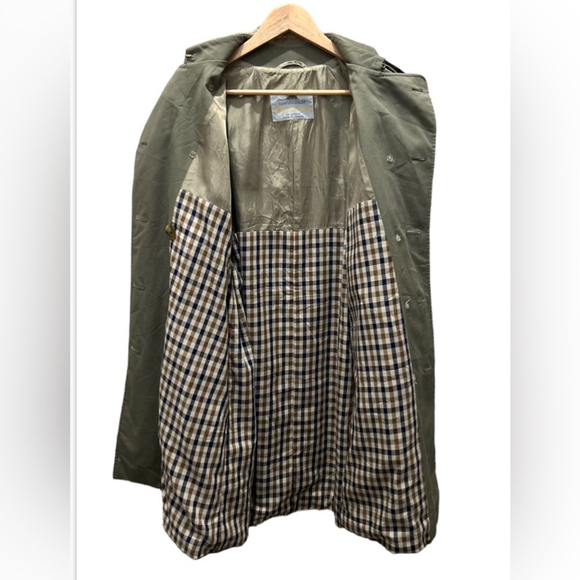 AQUASCUTUM khaki green trench coat in Sz 8 - Picture 2 of 9